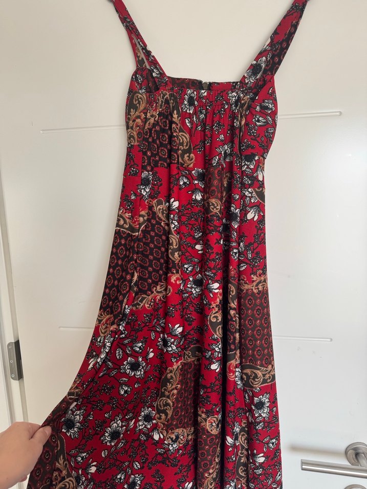 Bordo Desenli Uzun Bohem Elbise - Görsel 5