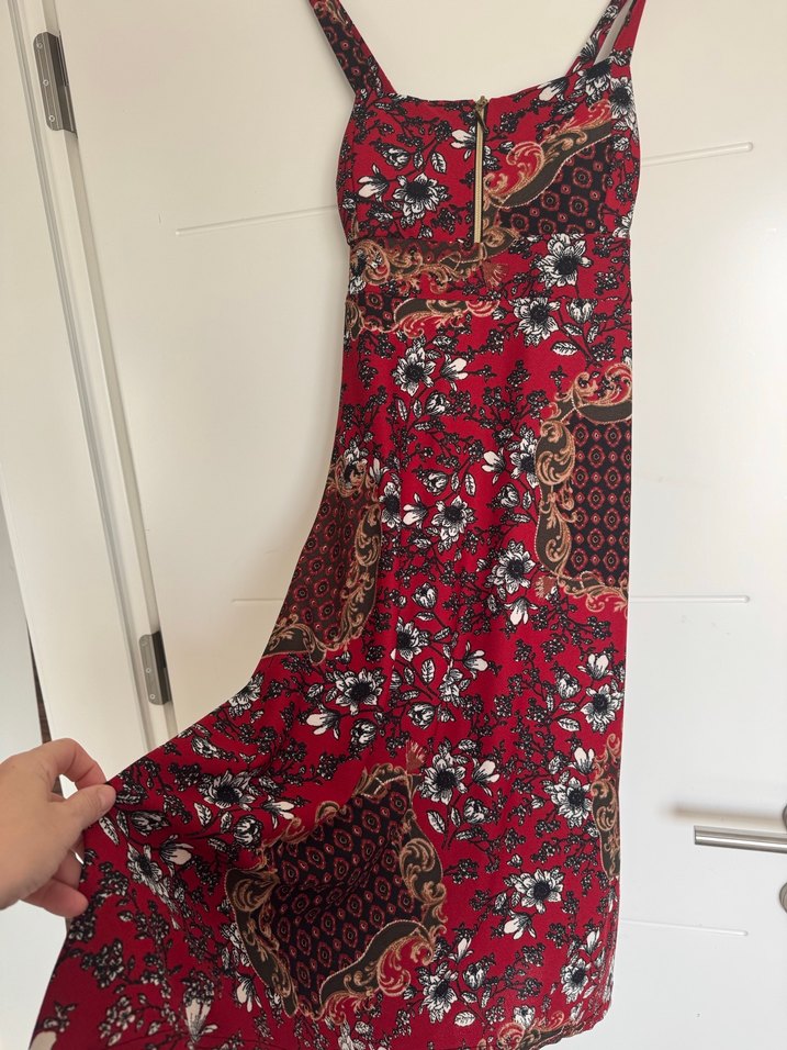 Bordo Desenli Uzun Bohem Elbise - Görsel 2