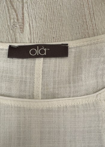 Düğmeli Beyaz Keten Kadın Gömlek - Görsel 4