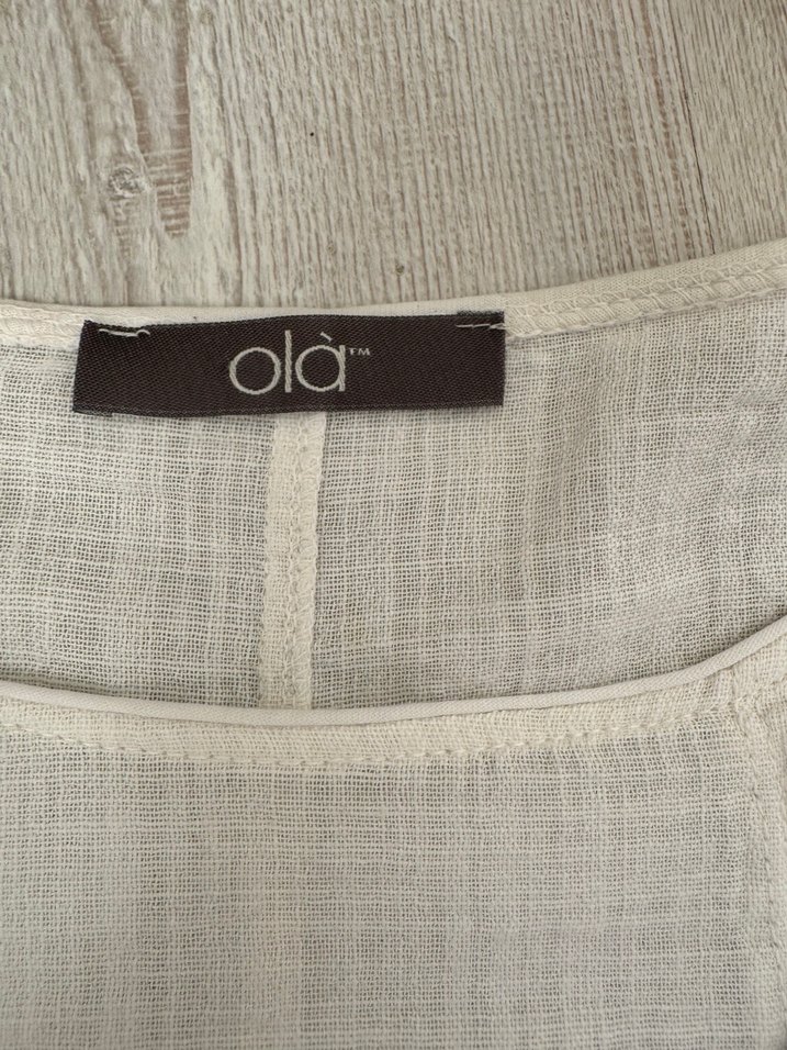 Düğmeli Beyaz Keten Kadın Gömlek - Görsel 4