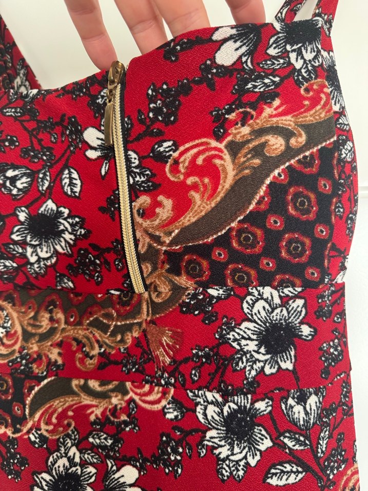 Bordo Desenli Bohem Uzun Elbise - Görsel 5