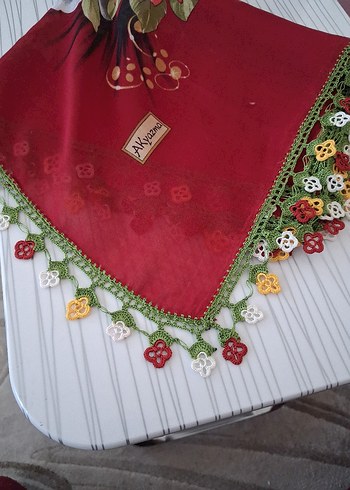 Dantelli Çok Renkli Kadın oyalı yazma - Görsel 2