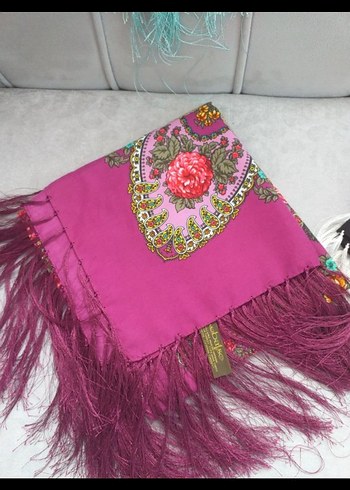 Püsküllü Çok Renkli Kadın Şal - Görsel 2