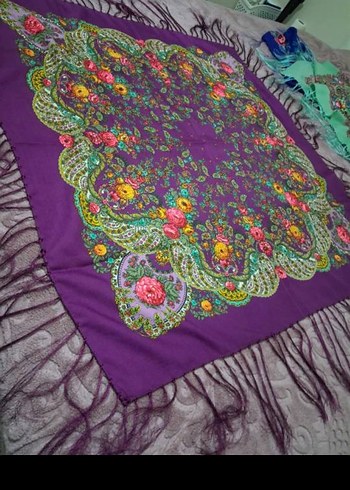 Püsküllü Çok Renkli Kadın Şal - Görsel 12