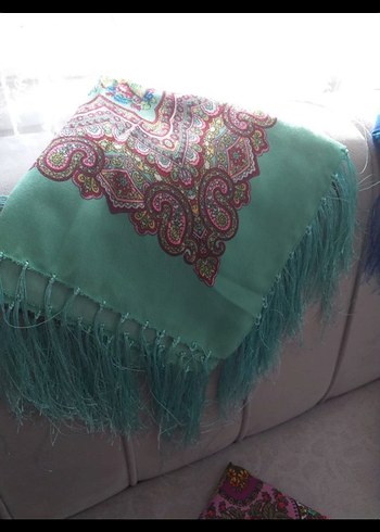 Püsküllü Çok Renkli Kadın Şal - Görsel 5