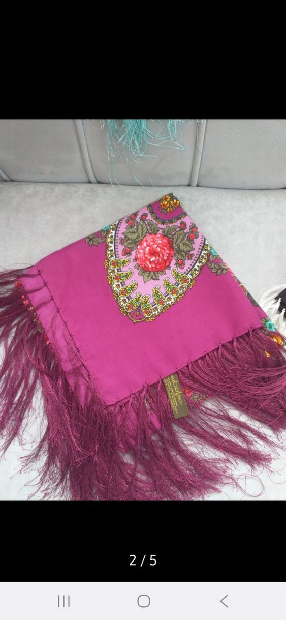 Püsküllü Çok Renkli Kadın Şal - Görsel 2