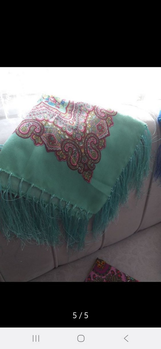 Püsküllü Çok Renkli Kadın Şal - Görsel 5