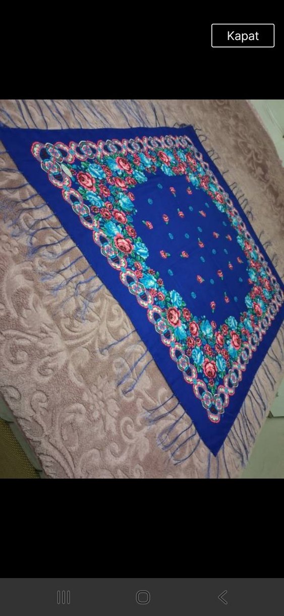 Renkli Fırfırlı Mavi Kadın eşarbı - Görsel 2