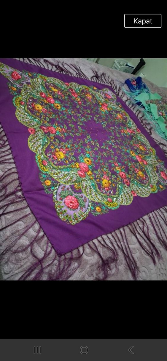 Mor Fırfırlı Bohem Kadın eşarp - Görsel 2