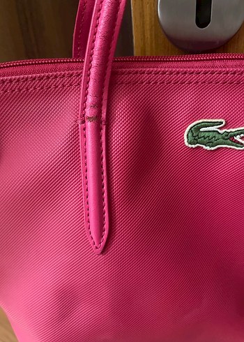 Beden Orjinal Lacoste Fermuarlı Pembe Deri Kadın Çanta