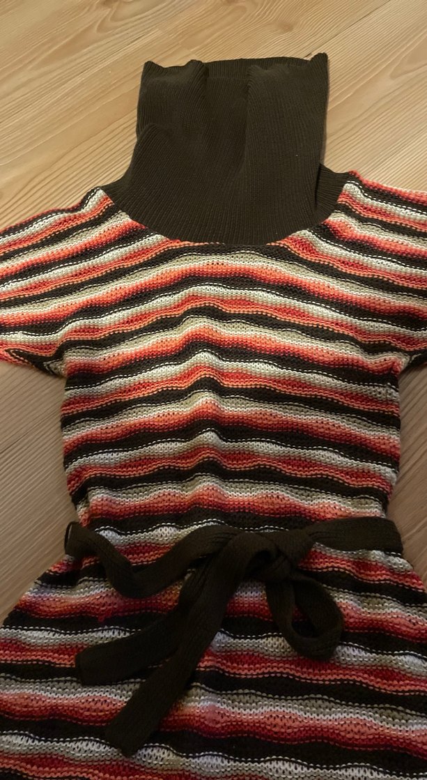 Çok Renkli Bohem Triko Mini Elbise - Görsel 3