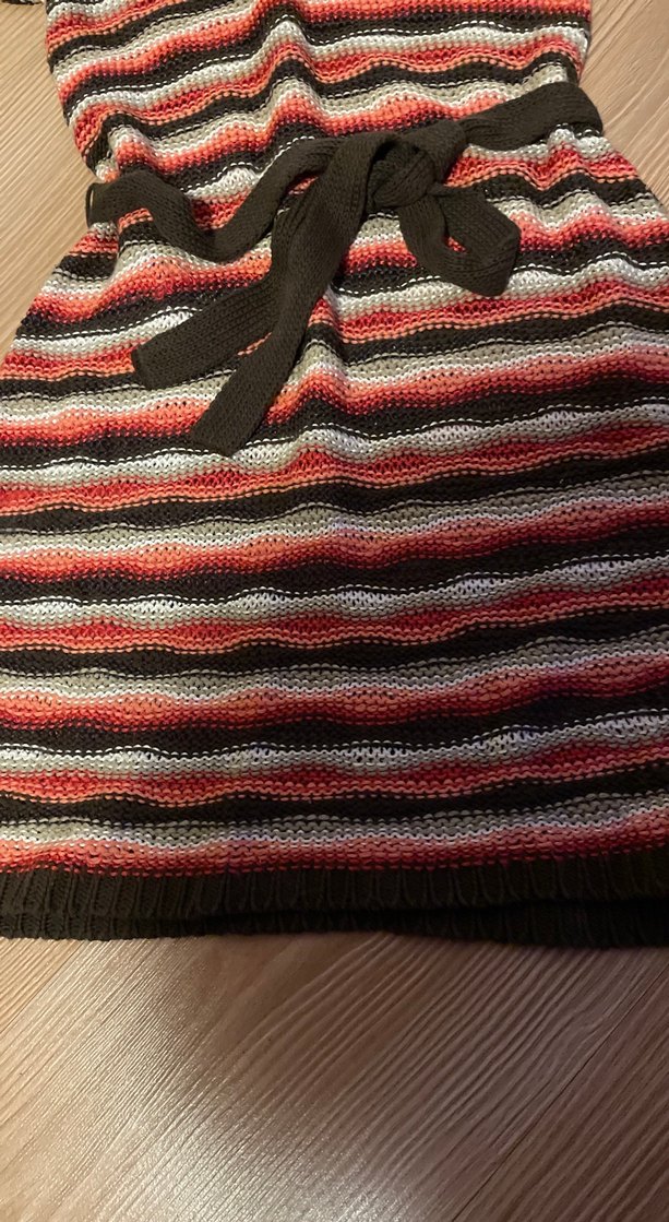 Çok Renkli Bohem Triko Mini Elbise - Görsel 2