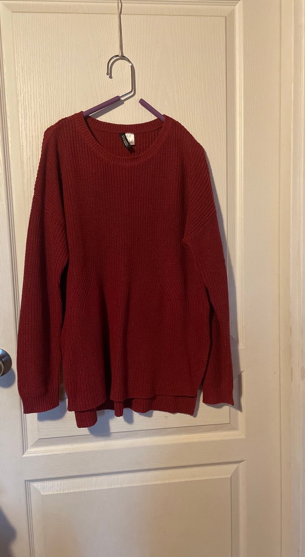 Bordo Kadın Uzun Kollu Örgü Yün Kazak - Görsel 2