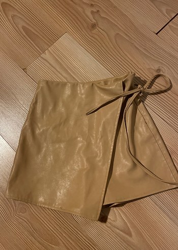 Hardal Deri Kuşaklı Mini şort Etek - Görsel 6