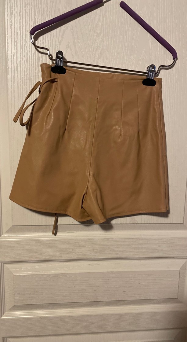 Hardal Deri Kuşaklı Mini şort Etek - Görsel 2