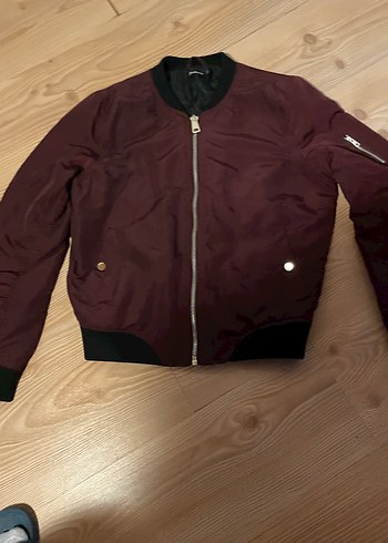 Bordo Fermuarlı Kadın Ceket - Görsel 2