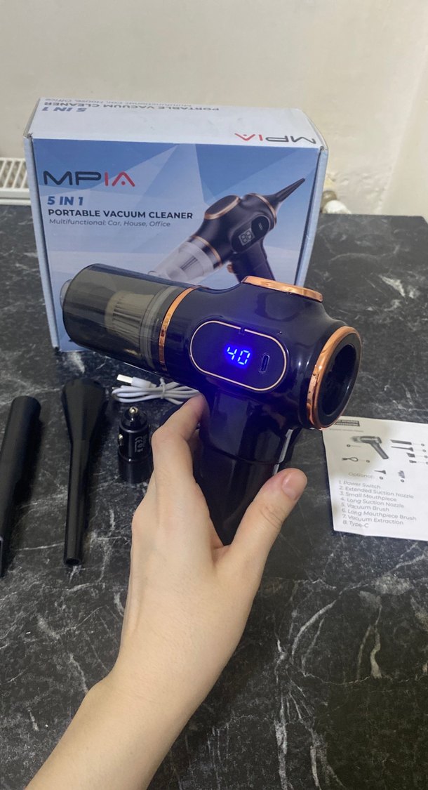 5in1 Taşınabilir Siyah Elektrikli Süpürge - Görsel 4