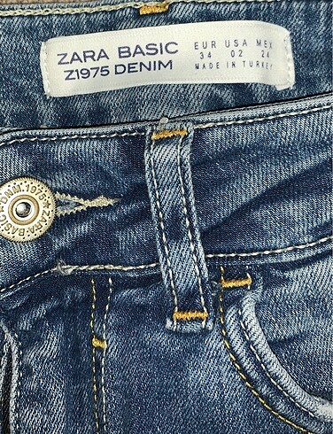34 Beden mavi Renk Zara jean boncuklu 34 beden