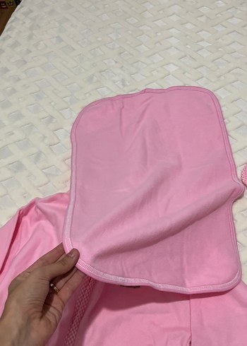2 Yaş Beden pembe Renk Kız Çocuk Pembe Nakışlı Bornoz Seti