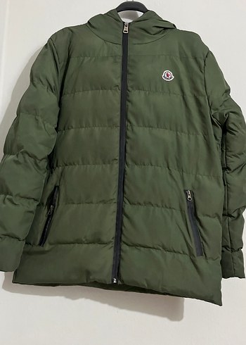 Moncler Erkek Haki Kapüşonlu Fermuarlı Mont