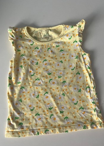 Sarı Desenli Kolsuz Kız Çocuk Tişörtü - Görsel 3