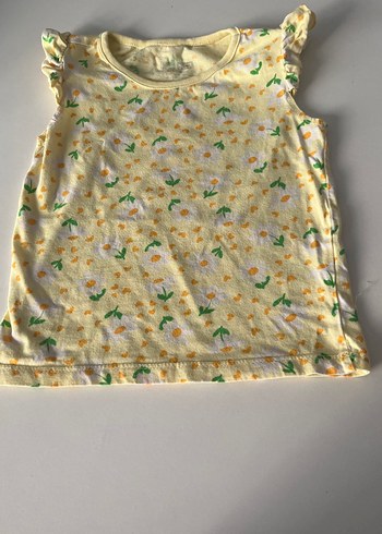 Sarı Desenli Kolsuz Kız Çocuk Tişörtü - Görsel 2