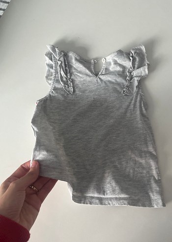 Kız Çocuk Fırfırlı Gri Kolsuz Tişört - Görsel 5