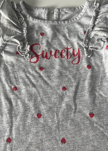 Kız Çocuk Fırfırlı Gri Kolsuz Tişört - Görsel 4