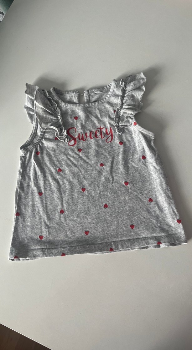 Kız Çocuk Fırfırlı Gri Kolsuz Tişört - Görsel 2