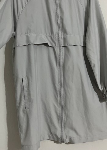 Gri Midi Kadın Yağmurluk Kapüşonlu - Görsel 4