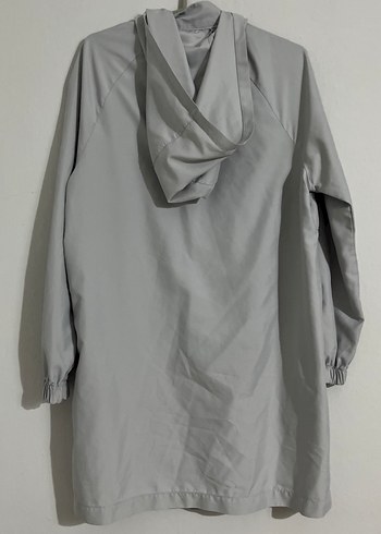 Gri Midi Kadın Yağmurluk Kapüşonlu - Görsel 6