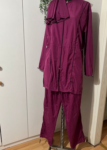 Kadın Mor Uzun Fermuarlı Yağmurluk - Görsel 3