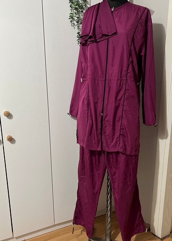 Kadın Mor Uzun Fermuarlı Yağmurluk - Görsel 2