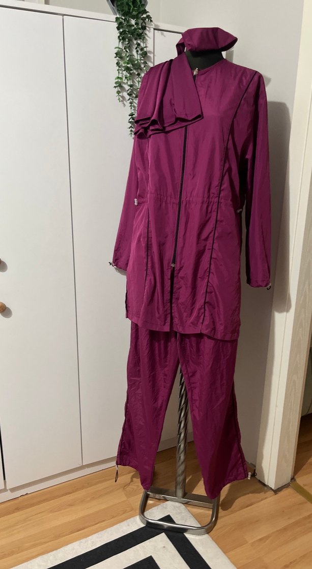 Kadın Mor Uzun Fermuarlı Yağmurluk - Görsel 3