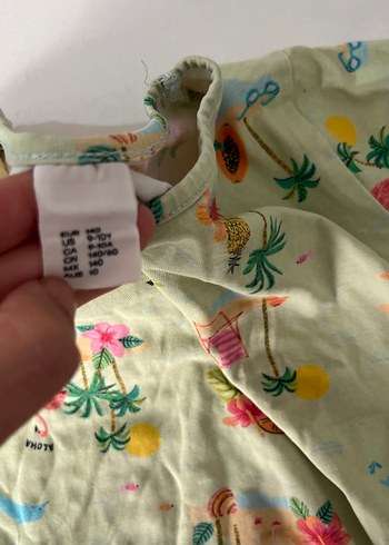 Kız Çocuk Yeşil Baskılı Kısa Kollu Tişört - Görsel 7