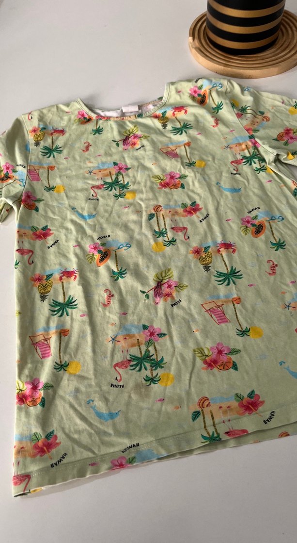 Kız Çocuk Yeşil Baskılı Kısa Kollu Tişört - Görsel 4