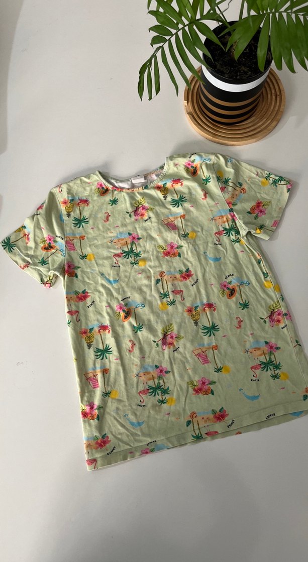 Kız Çocuk Yeşil Baskılı Kısa Kollu Tişört - Görsel 2