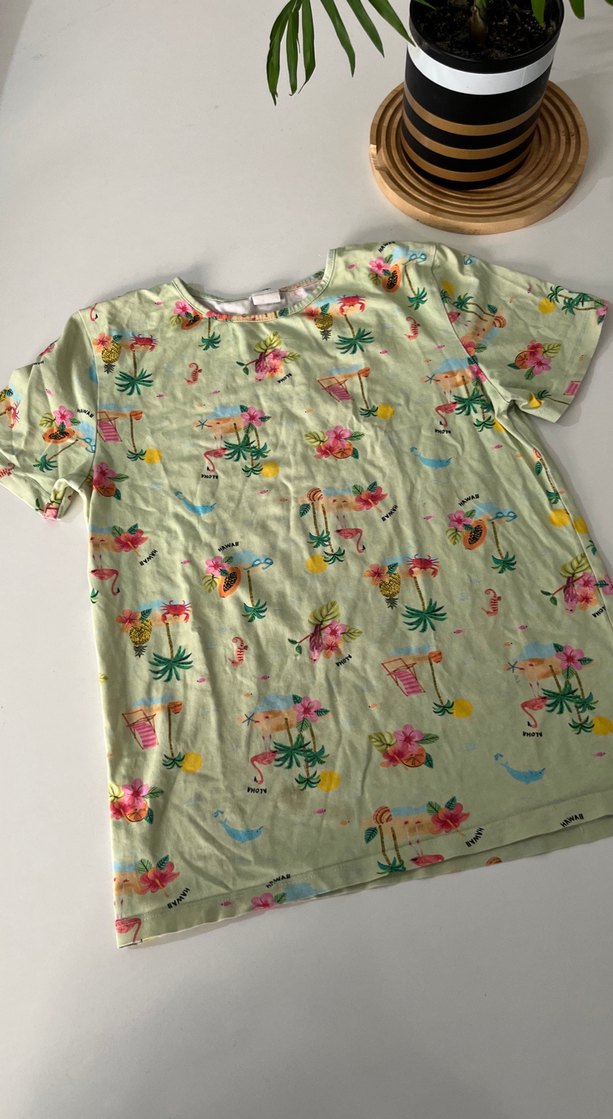 Kız Çocuk Yeşil Baskılı Kısa Kollu Tişört - Görsel 3