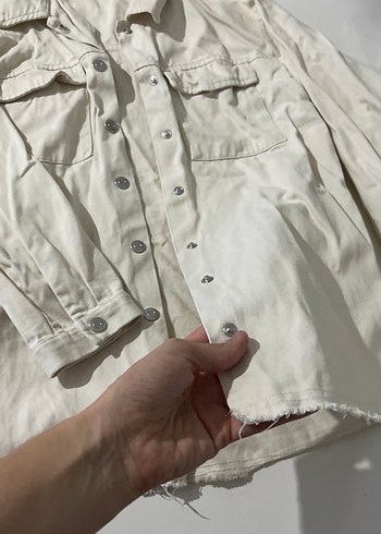 Düğmeli Beyaz Keten kız çocuk Gömlek - Görsel 7