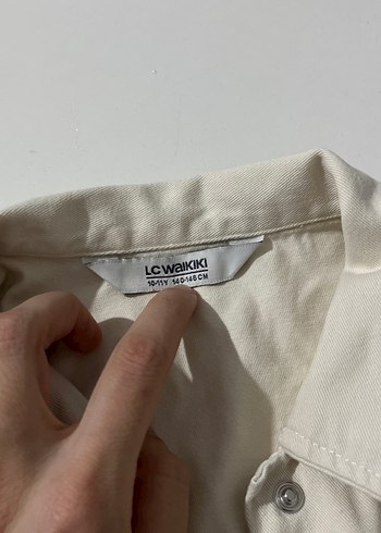 Düğmeli Beyaz Keten kız çocuk Gömlek - Görsel 6