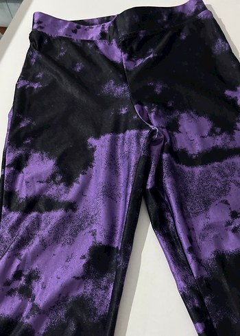 Mor Siyah Bağlama Desenli Tayt - Görsel 3
