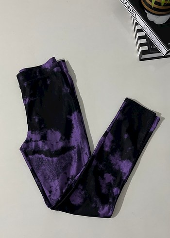 Mor Siyah Bağlama Desenli Tayt - Görsel 8