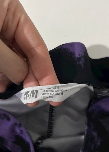 Mor Siyah Bağlama Desenli Tayt - Görsel 7