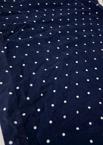 Kadife Kızlar için Lacivert Puantiyeli Denim Salopet - Görsel 2