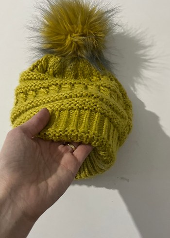 Sarı Örgü Kadın Bere - Görsel 2