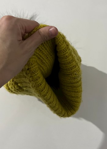 Sarı Örgü Kadın Bere - Görsel 3