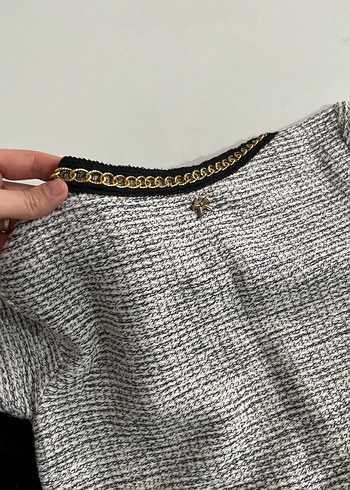 Kemer Detaylı Siyah Gri Kadın Takım Elbise - Görsel 6