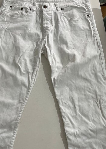 Beyaz Erkek Keten Pantolon - Görsel 3