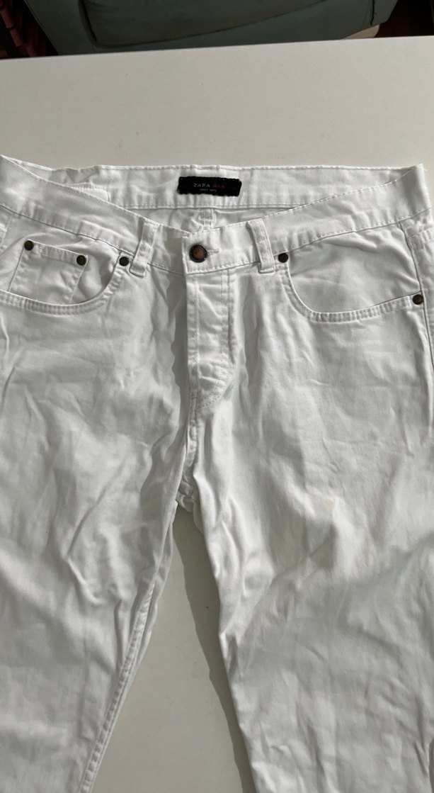 Beyaz Erkek Keten Pantolon - Görsel 2