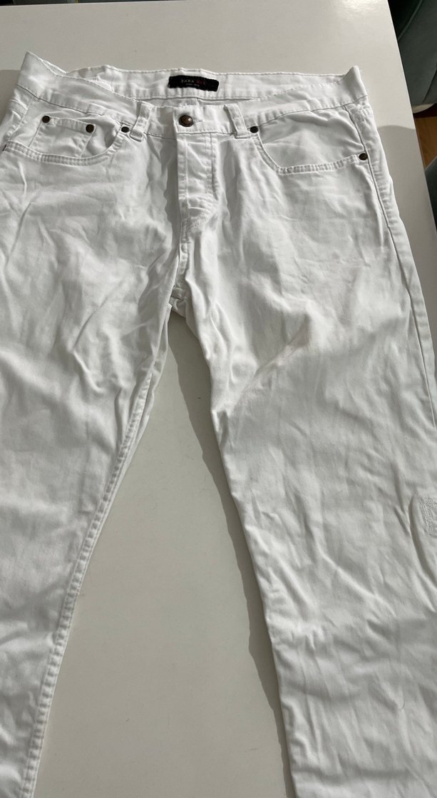 Beyaz Erkek Keten Pantolon - Görsel 3